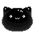 Black pixel blob cat jumping gif
